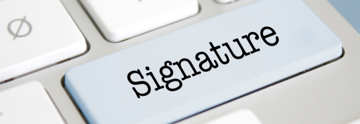 Signature button on computer keyboard
