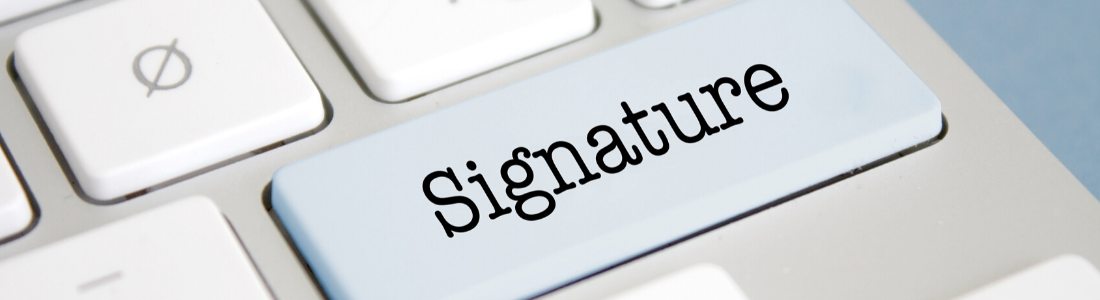 Signature button on computer keyboard