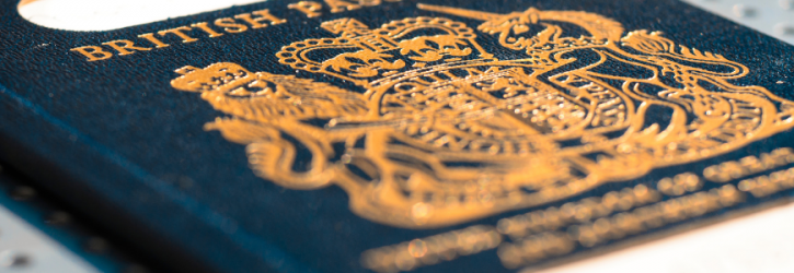 Close up of cover of British passport