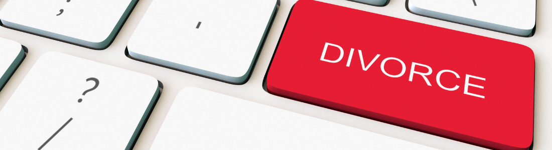 Keyboard with red online divorce button