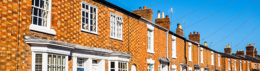 Terrace of red brick houses