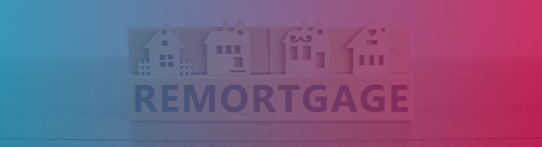 Wooden sign featuring small houses and the word remortgage