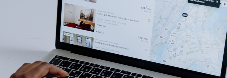 Airbnb listing on a laptop