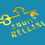 Golden key and words Equity Release
