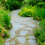 Path winding through a garden
