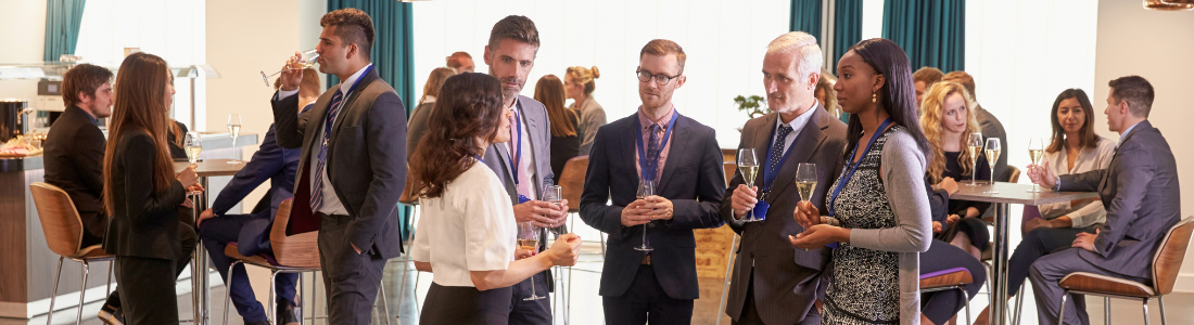 Women staying safe at a networking event