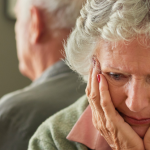 Older couple contemplating grey divorce