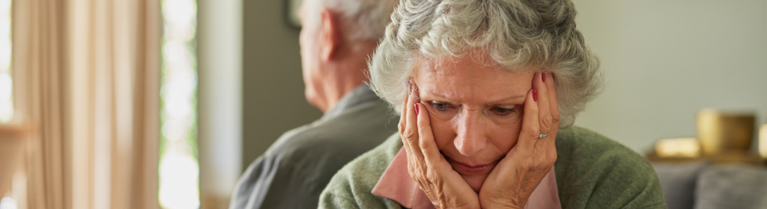 Older couple contemplating grey divorce