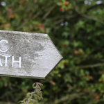 Sign indicating public right of way to open access land